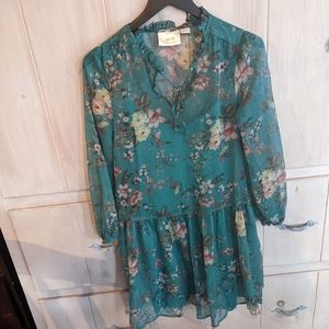 Maeve by Anthropologie dress, size xsmall, teal green with flowers